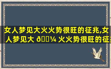 女人梦见大火火势很旺的征兆,女人梦见大 🌼 火火势很旺的征兆是 🐋 什么